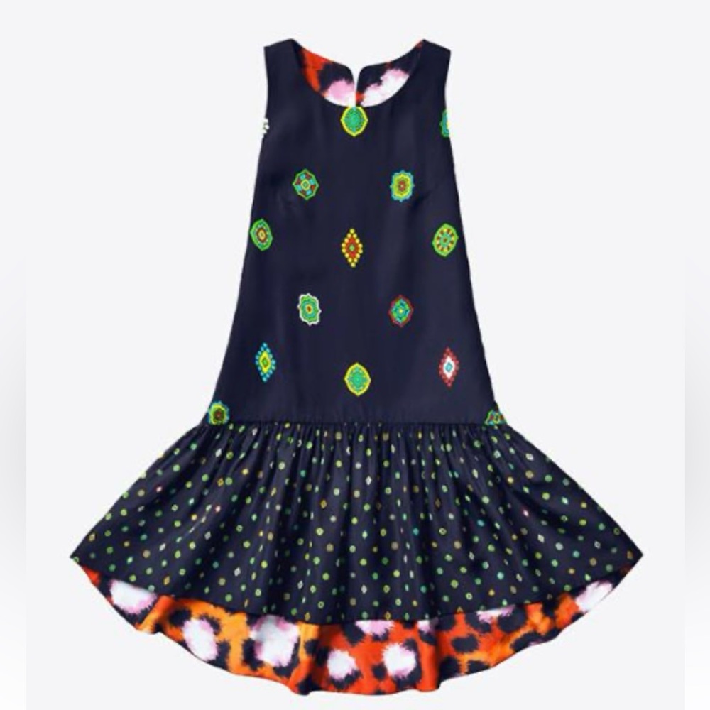 KENZO X H&M Dress 6 REVERSIBLE ASYMMETRIC HILO ANIMAL/GEOMETRIC SILK